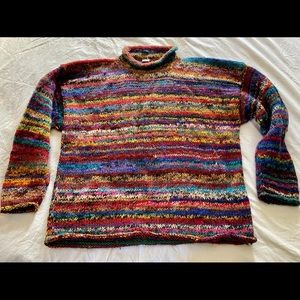 Oversize multicolor wool sweater 100% wool
